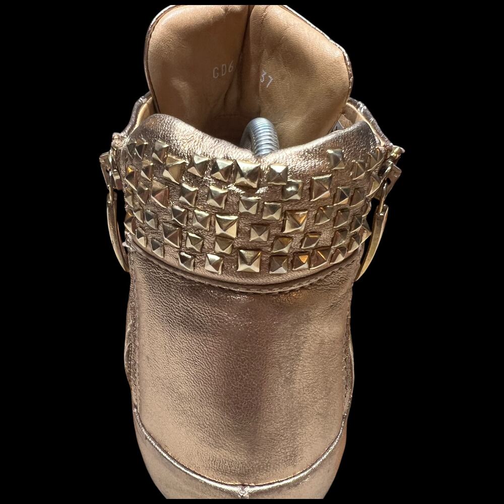 CESARE PACIOTTI Luxury 4US Women's 37/US 7 Gold High Top Sneakers Studs - Picture 13 of 16